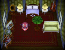 Valise's house interior in Animal Crossing