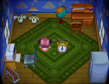 Bones's house interior in Animal Crossing
