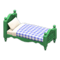 Ranch Bed (Green - Blue Gingham) NH Icon.png
