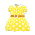 Belted Dotted Dress (Yellow) NH Storage Icon.png