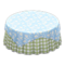 Large Covered Round Table (Light Blue - Green Gingham) NH Icon.png