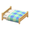 Wooden Double Bed (Light Wood - Blue) NH Icon.png