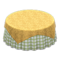 Large Covered Round Table (Gold - Green Gingham) NH Icon.png
