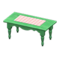 Ranch Tea Table (Green - Pink Gingham) NH Icon.png