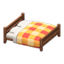 Wooden Double Bed (Dark Wood - Orange)