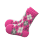 Argyle Crew Socks (Pink) NH Icon.png