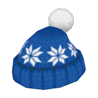 Blue pom-pom hat