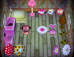 Midge's house interior in Animal Crossing