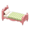 Ranch Bed (Pink - Green Gingham) NH Icon.png