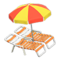 Beach Chairs with Parasol (Orange - Red & Yellow) NH Icon.png