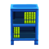 blue bookcase