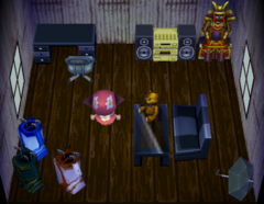 Groucho's house interior in Animal Crossing