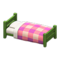 Wooden Simple Bed (Green - Pink) NH Icon.png