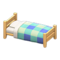 Wooden Simple Bed (Light Wood - Blue) NH Icon.png