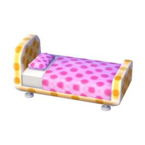 Polka-Dot Bed (Caramel Beige - Peach Pink) NL Model.png