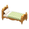 Ranch Bed (Natural - Green Gingham) NH Icon.png