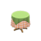 Small Covered Round Table (Green - Orange Gingham) NH Icon.png