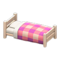 Wooden Simple Bed (White Wood - Pink) NH Icon.png