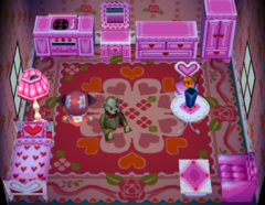 Winnie's house interior in Animal Crossing