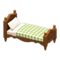 Ranch Bed (Dark Brown - Green Gingham) NH Icon.png