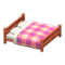 Wooden Double Bed (Cherry Wood - Pink) NH Icon.png