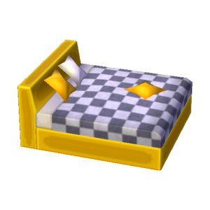 Modern Bed (Yellow Tone - Gray Plaid) NL Model.png