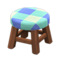 Wooden Stool (Dark Wood - Blue) NH Icon.png