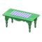 Ranch Tea Table (Green - Blue Gingham) NH Icon.png