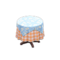 Small Covered Round Table (Light Blue - Orange Gingham) NH Icon.png
