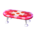 Polka-dot low table's Peach pink variant