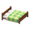 Wooden Double Bed (Dark Wood - Green) NH Icon.png