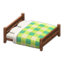 Wooden Double Bed (Dark Wood - Green)