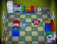 Hugh's house interior in Animal Crossing