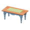 Ranch Tea Table (Blue - Green Gingham) NH Icon.png