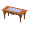 Ranch Tea Table (Dark Brown - Blue Gingham) NH Icon.png