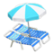 Beach Chairs with Parasol (Blue - Aqua & White) NH Icon.png