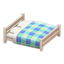 Wooden Double Bed (White Wood - Blue)