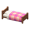 Wooden Simple Bed (Dark Wood - Pink) NH Icon.png