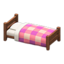 Wooden Simple Bed (Dark Wood - Pink)