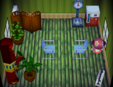 Freckles's house interior in Animal Crossing