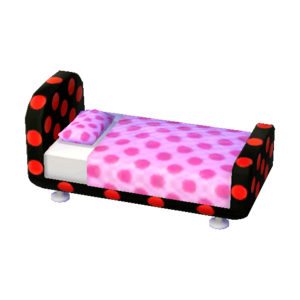 Polka-Dot Bed (Pop Black - Peach Pink) NL Model.png