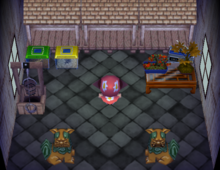 Rasher's house interior in Animal Crossing