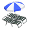 Beach Chairs with Parasol (Black - Blue & White) NH Icon.png