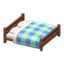 Wooden Double Bed (Dark Wood - Blue)