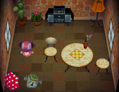 Kiki's house interior in Animal Crossing