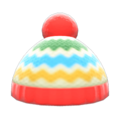 Colorful Striped Knit Cap (Red) NH Icon.png