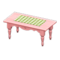 Ranch Tea Table (Pink - Green Gingham) NH Icon.png