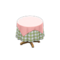 Small Covered Round Table (Pink - Green Gingham) NH Icon.png