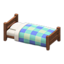 Wooden Simple Bed (Dark Wood - Blue)