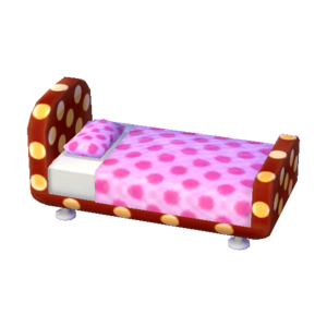 Polka-Dot Bed (Cola Brown - Peach Pink) NL Model.png